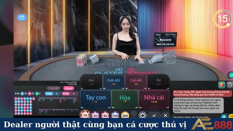 Dealer người thật cùng bạn cá cược thú vị