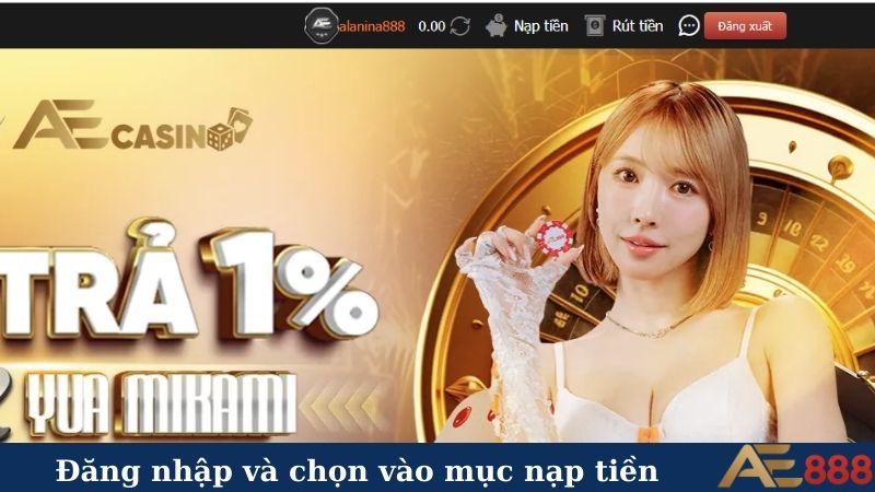 Đăng nhập và chọn vào mục nạp tiền