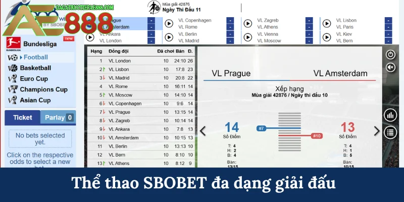 Thể thao SBOBET đa dạng giải đấu