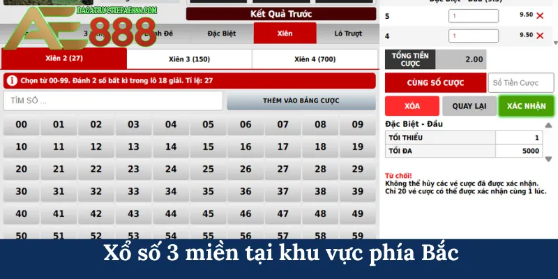 Xổ số 3 miền tại khu vực phía Bắc